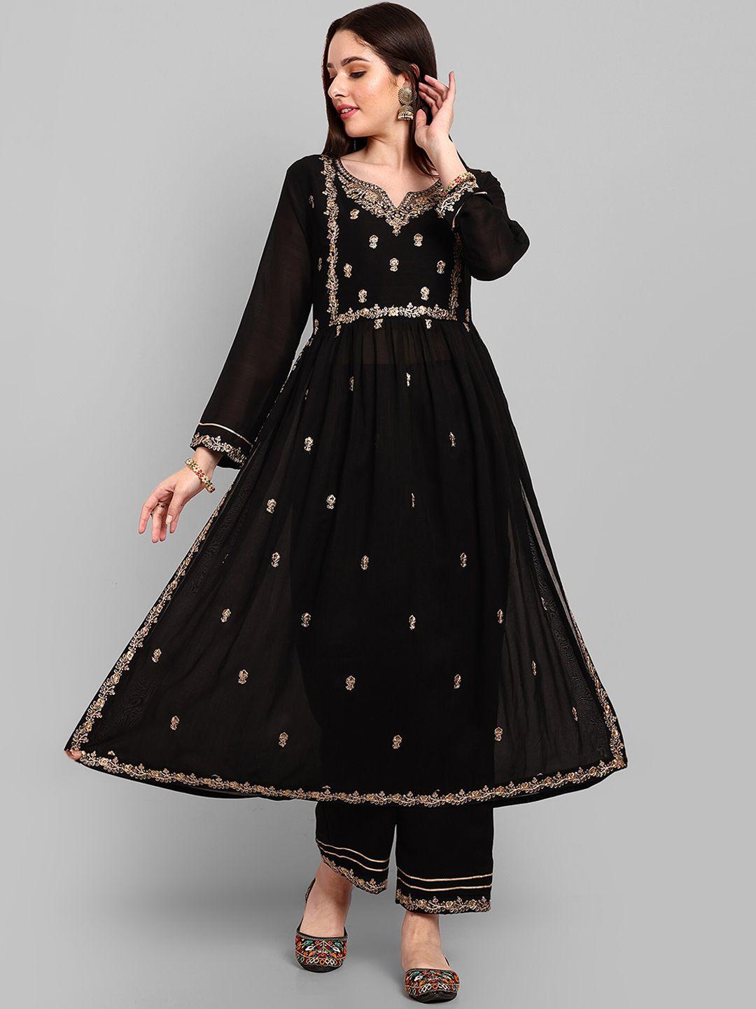 navlik ethnic motifs embroidered kurta with palazzos