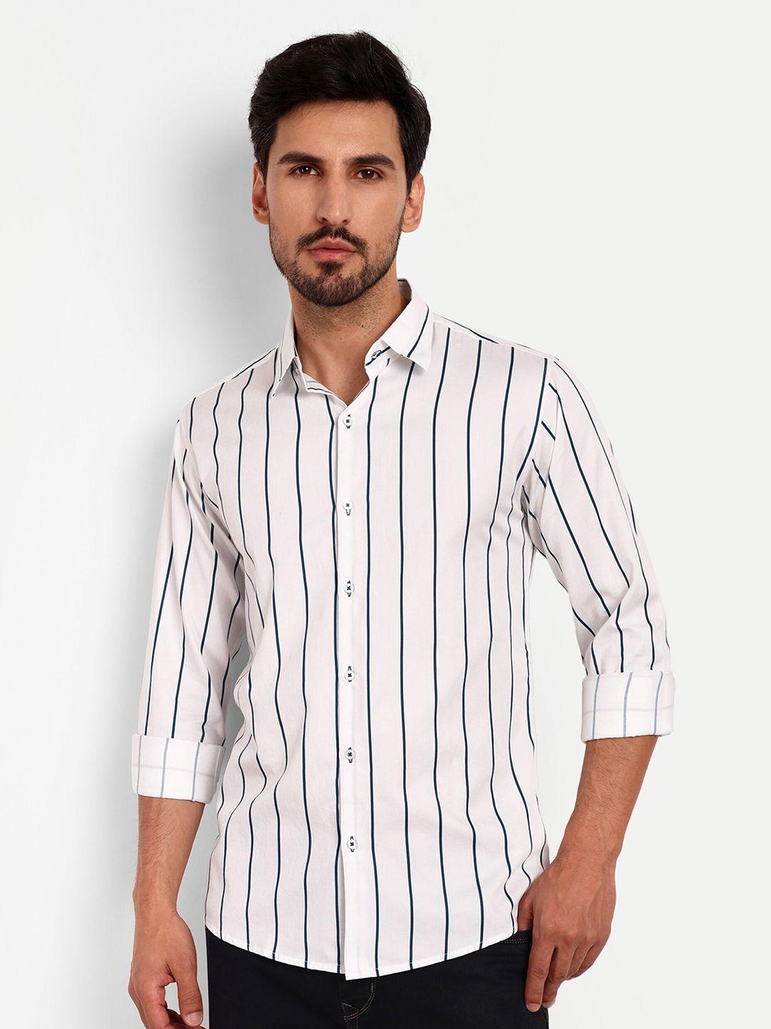 urban scissors india slim slim fit vertical striped spread collar pure cotton casual shirt