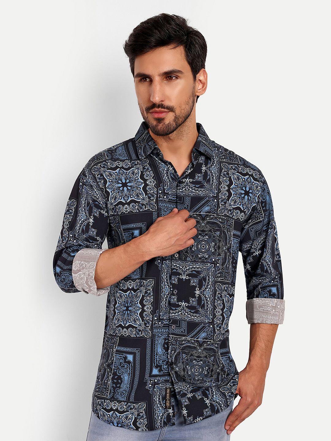 urban scissors india slim fit ethnic motifs printed pure cotton casual shirt