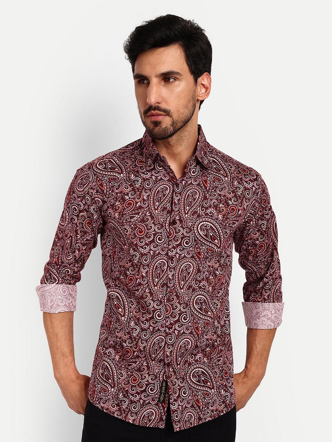 urban scissors india slim fit ethnic motifs printed pure cotton casual shirt