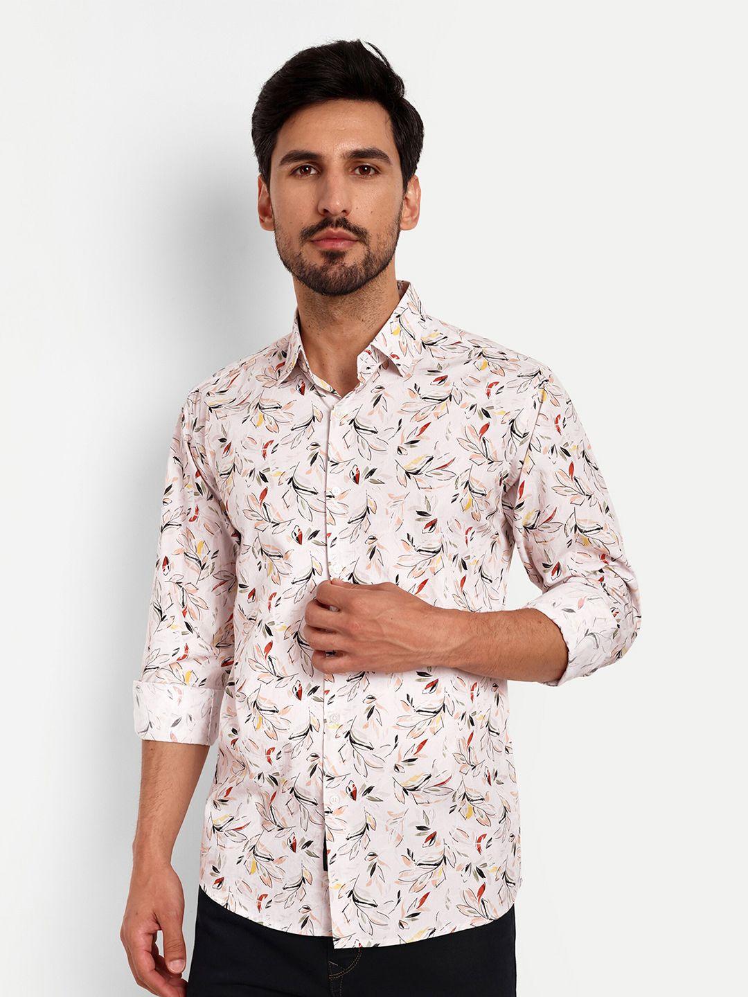 urban scissors india slim slim fit floral printed spread collar pure cotton casual shirt