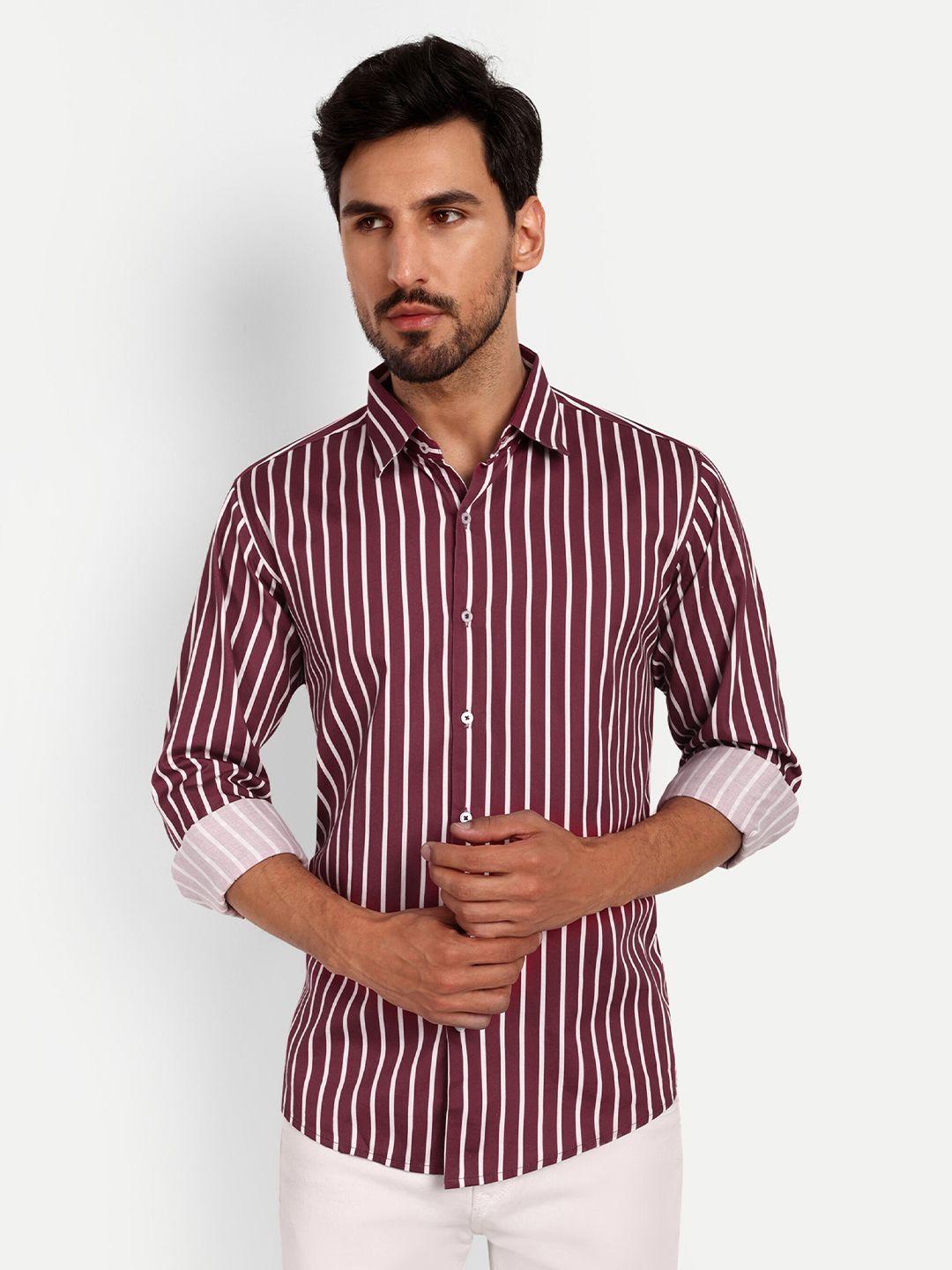 urban scissors striped indian slim slim fit pure cotton casual shirt