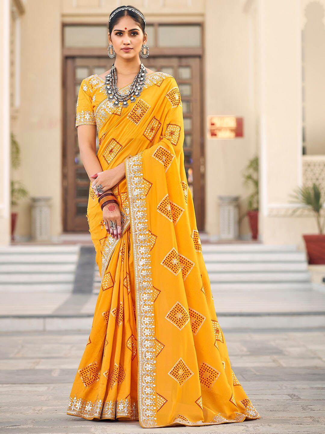 anouk bandhani printed embroidered bandhani saree