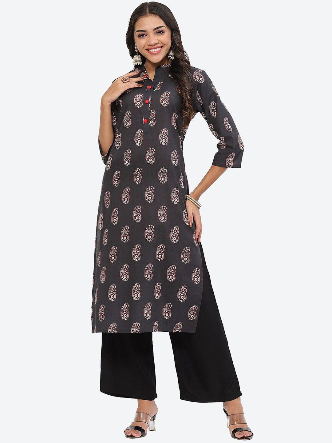 kurti's by menka ethnic motifs printed straight cotton kurta