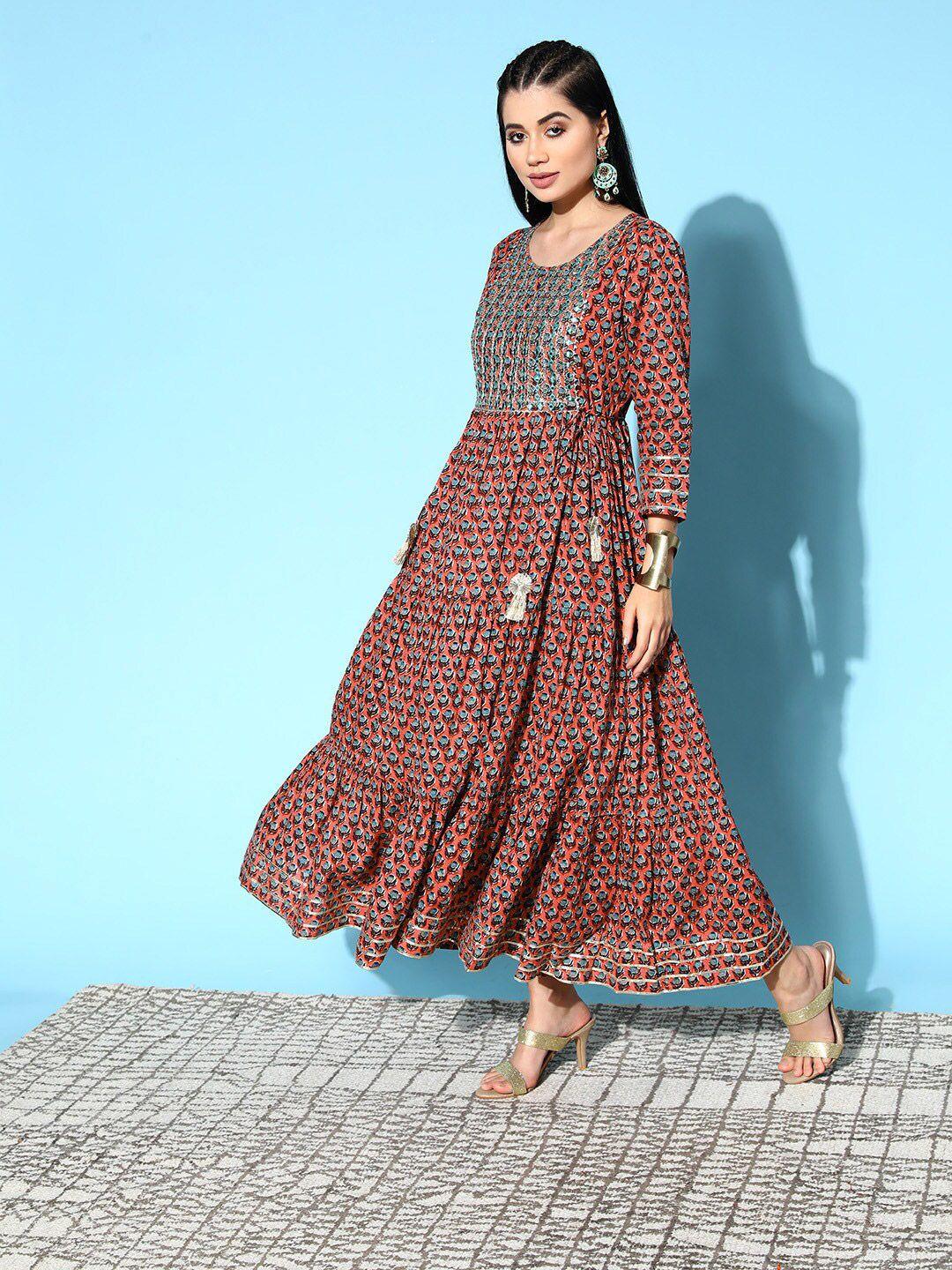 ishin ethnic motifs maxi dress