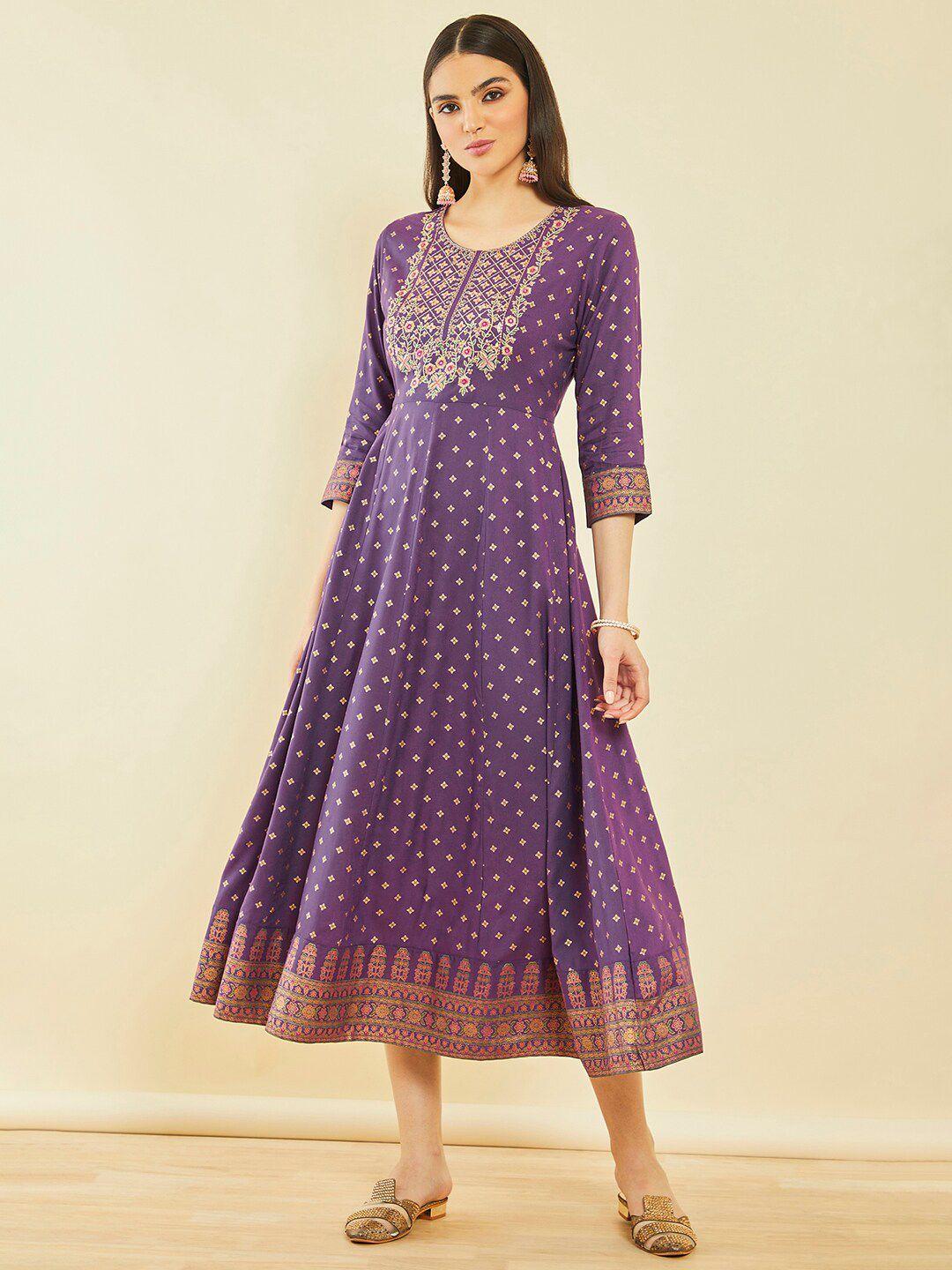 soch ethnic motifs printed a-line midi dress