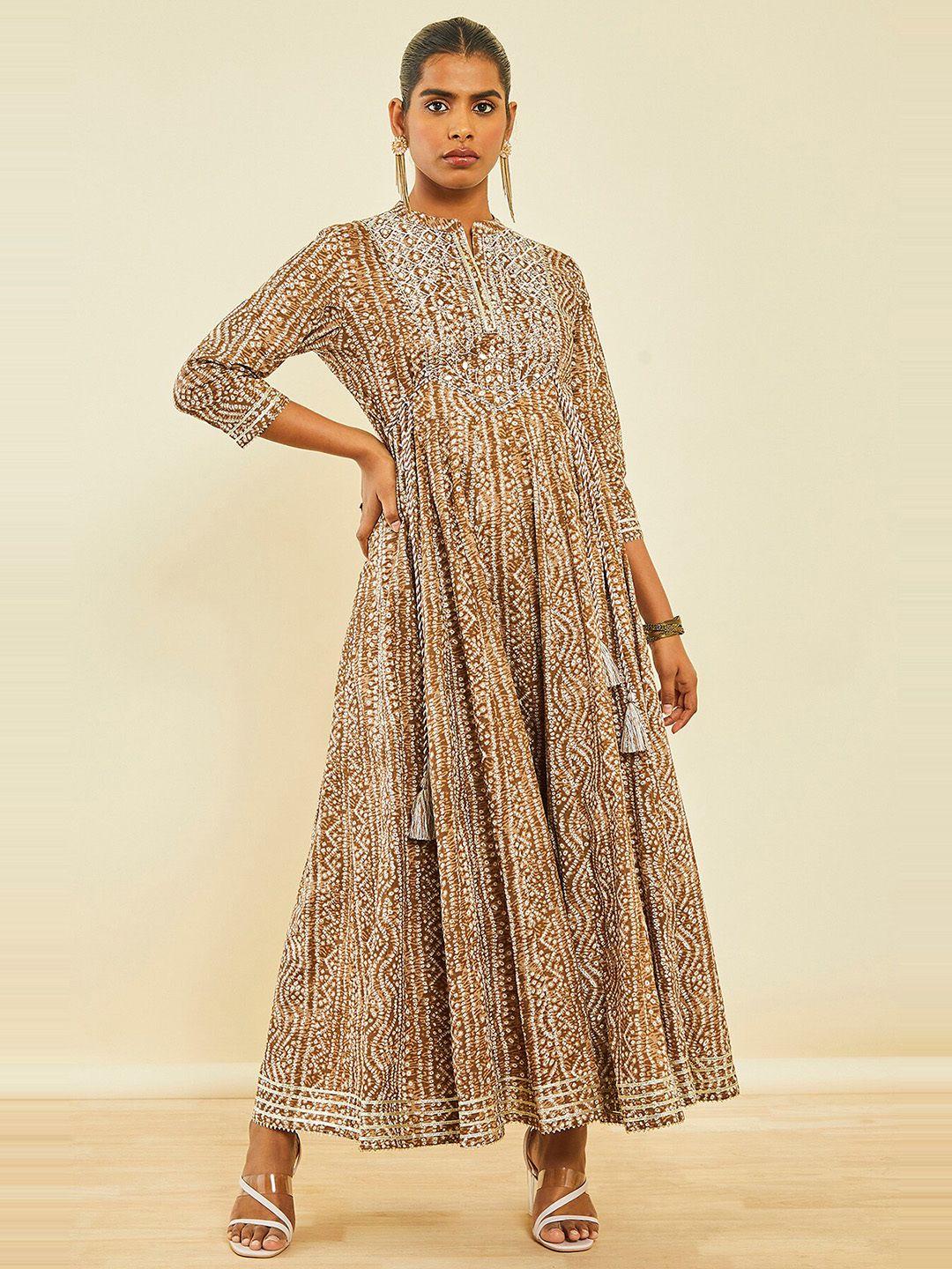 soch floral printed mandarin collar maxi dress