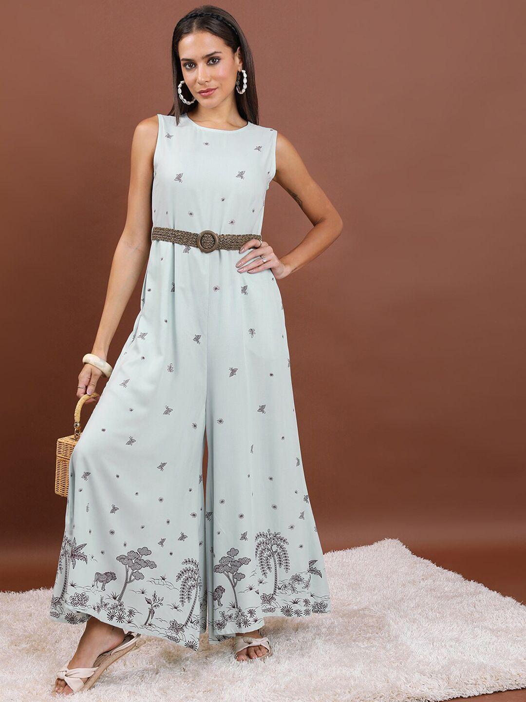 vishudh ethnic motifs printed basic jumpsuit