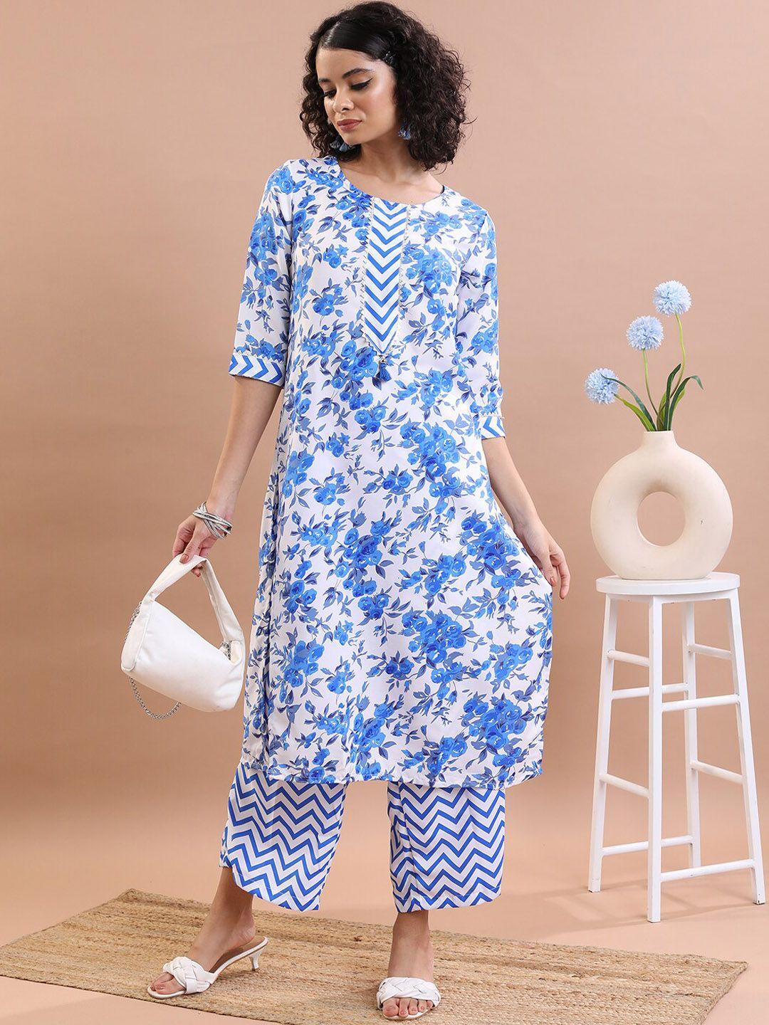 vishudh floral printed kurta with palazzos