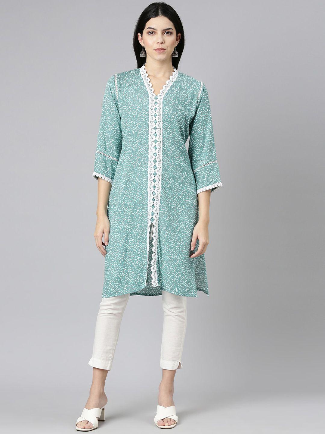 neerus abstract printed straight kurta