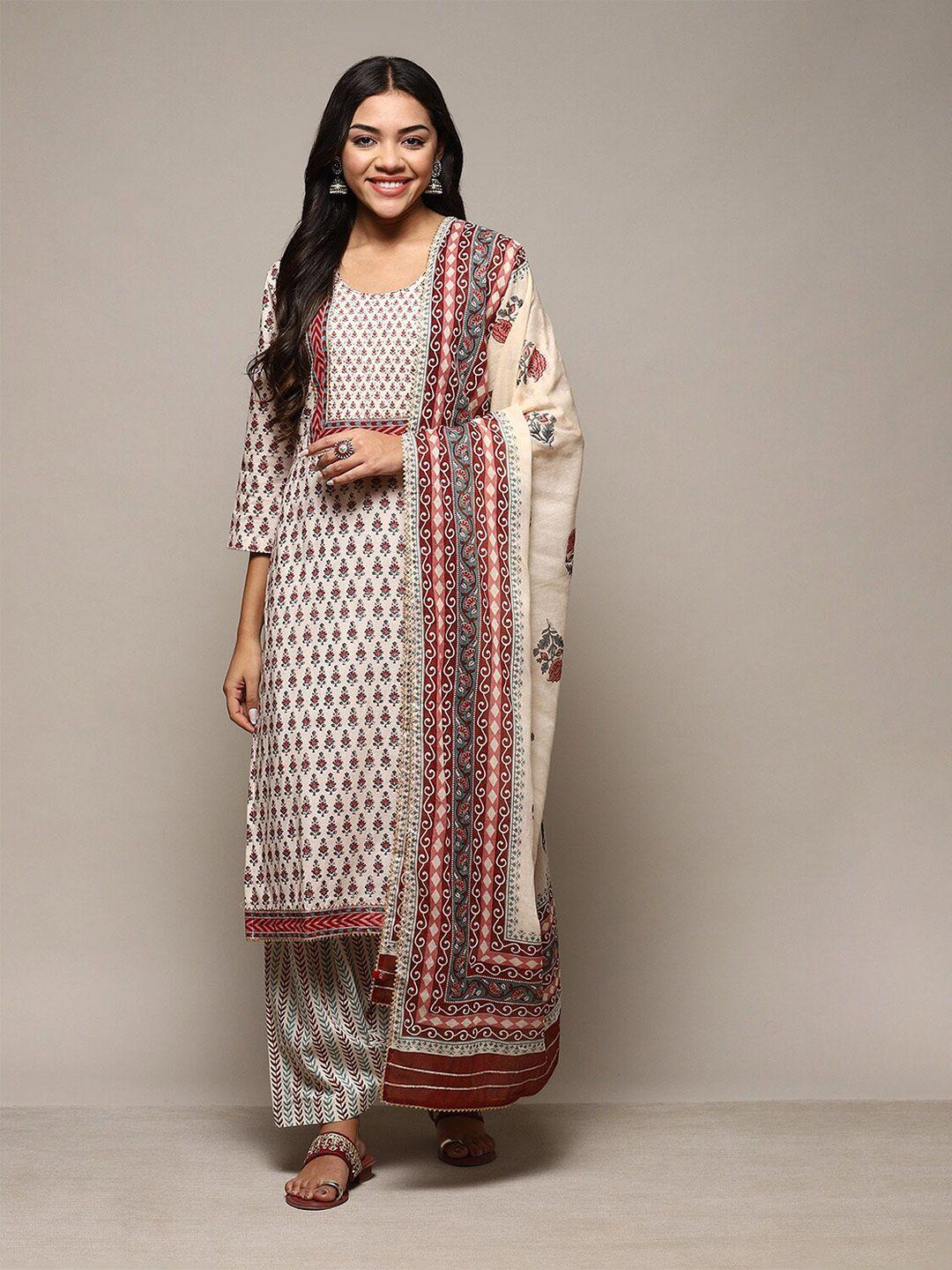 biba ethnic motifs printed unstitched dress material