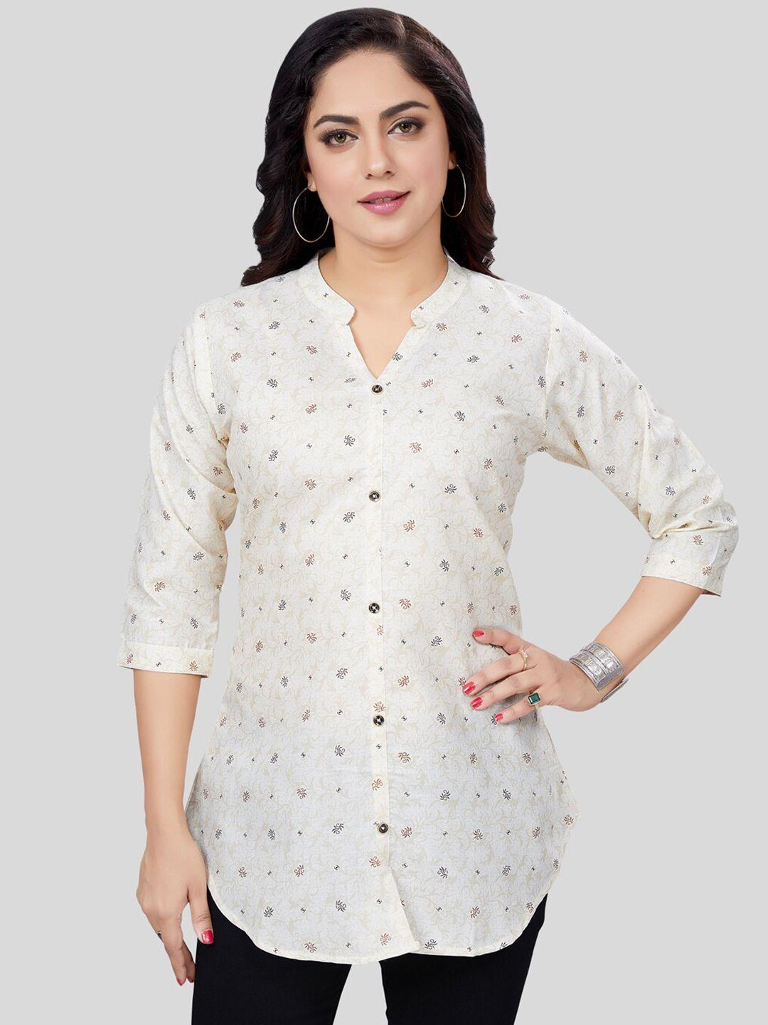 saree swarg floral printed mandarin collar kurti