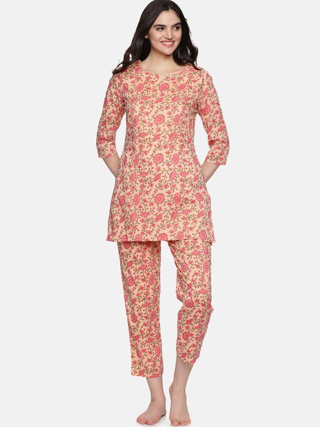 palakh floral printed pure cotton night suit