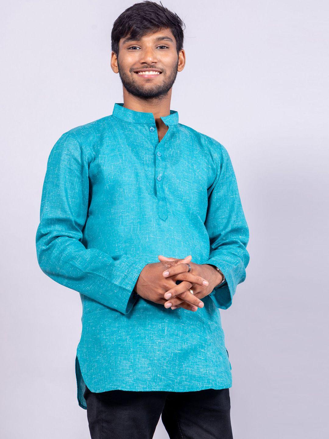 baesd woven design mandarin collar long sleeve cotton kurta