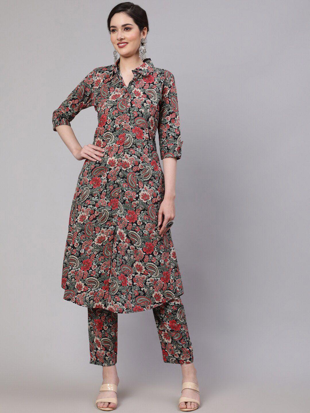 saabhi floral printed straight pure cotton kurta with palazzos