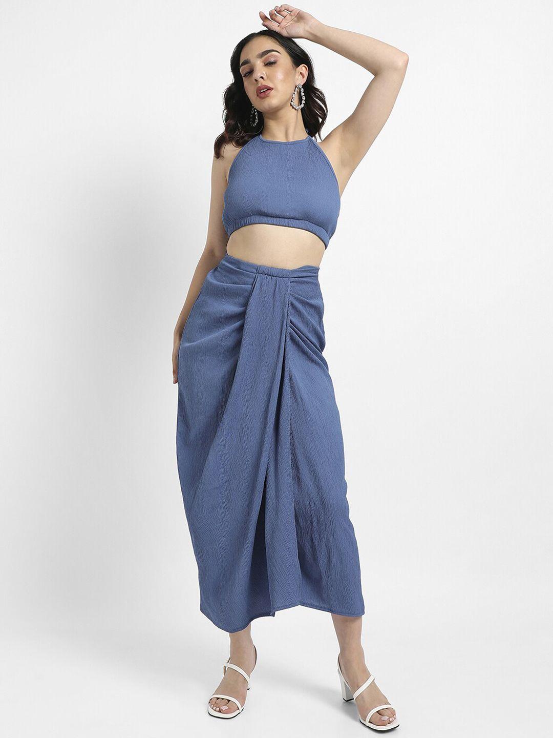 campus sutra halter neck top & skirt