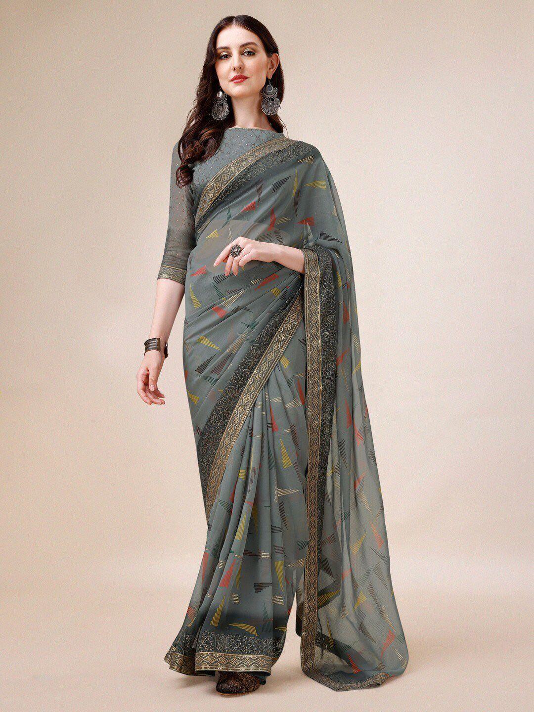 dori geometric printed zari saree