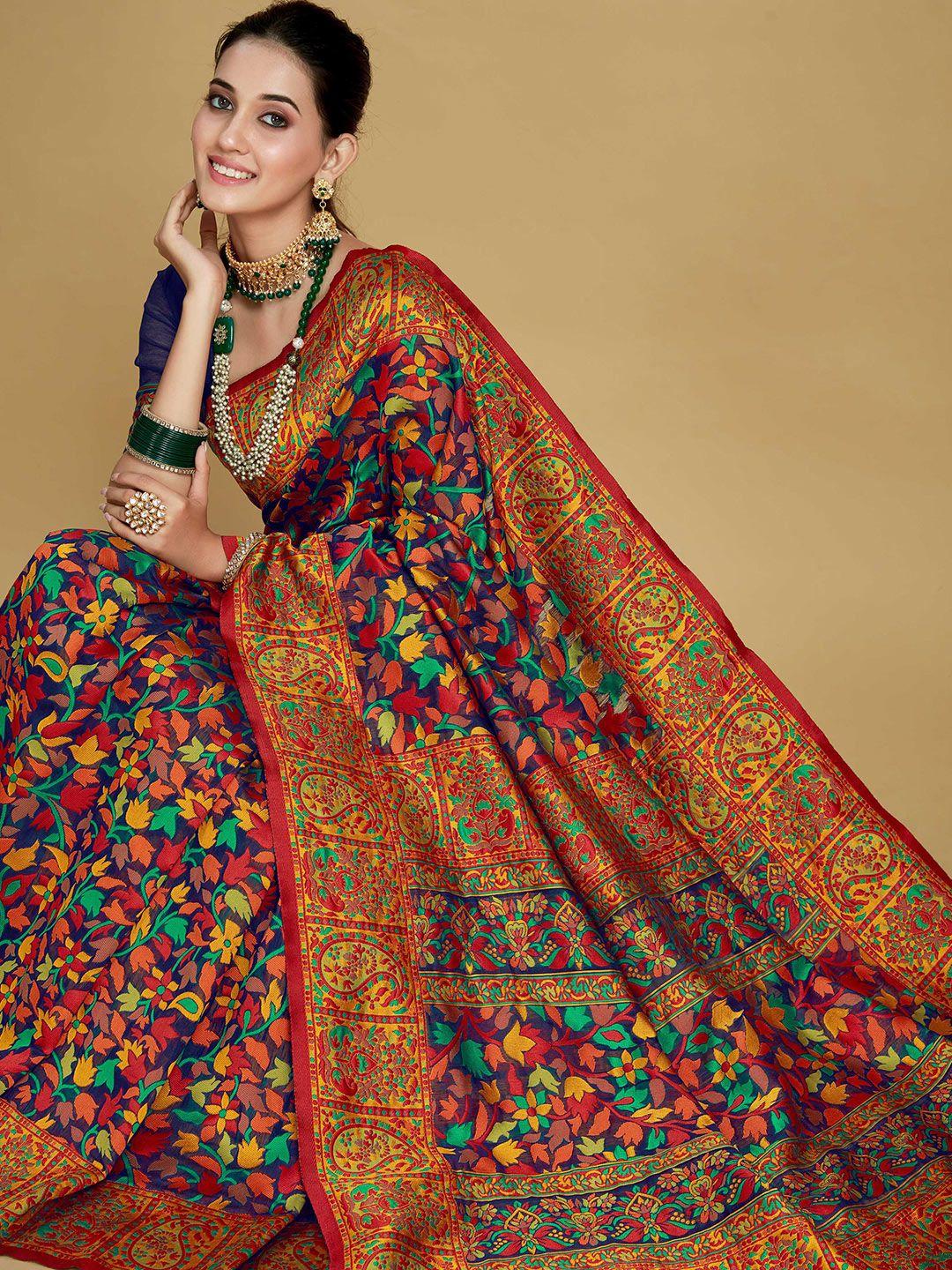 sangria floral printed woven pashmina saree