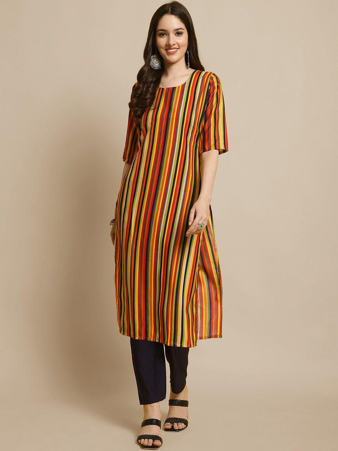 kalini striped straight kurta with trousers