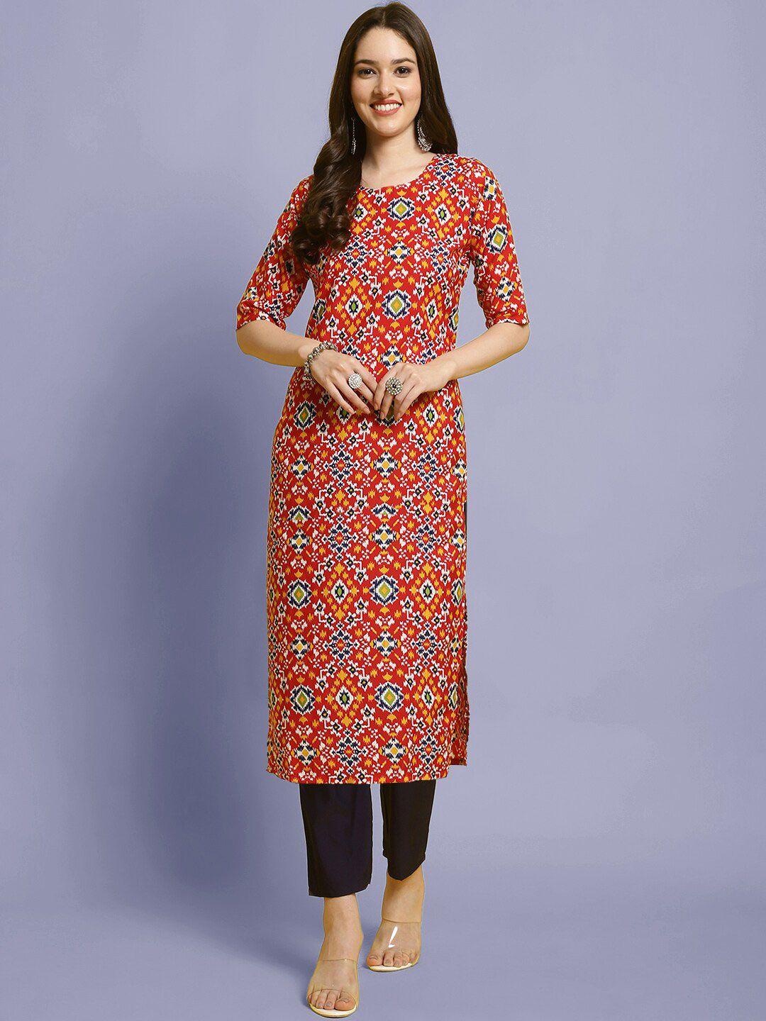 kalini ethnic motifs printed straight kurta with trousers