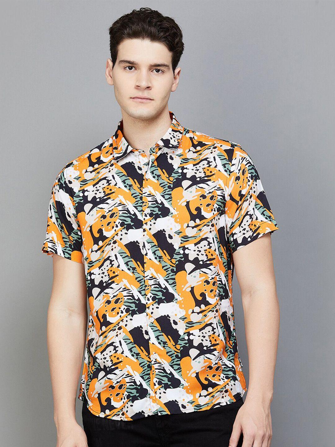 bossini abstract printed spread collar casual shirt