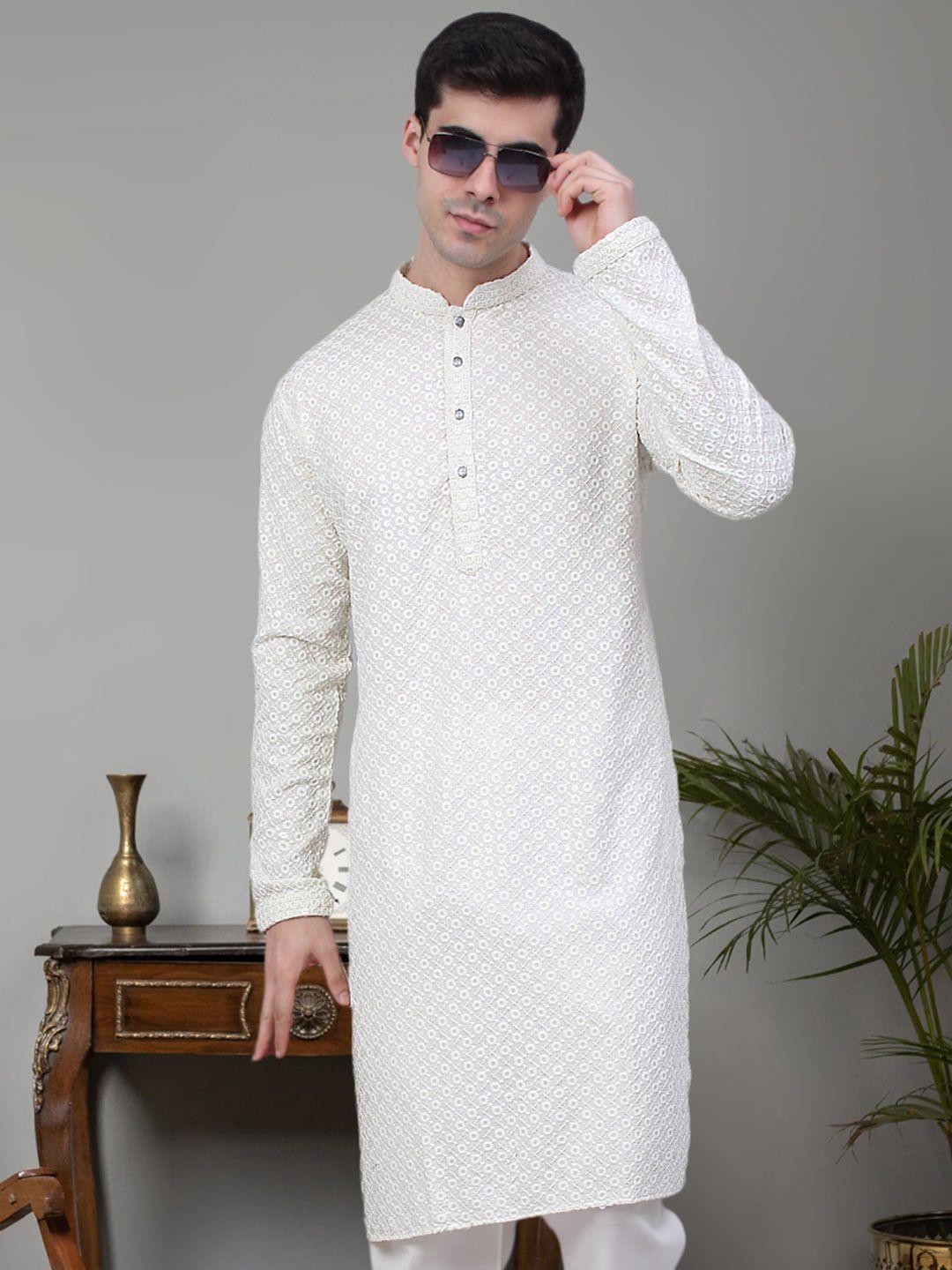 jompers floral embroidered pure cotton straight kurta