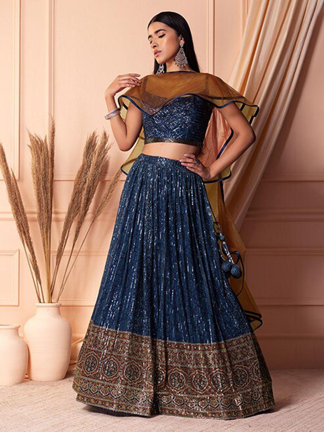 fusionic sequin embellished lehenga & blouse with dupatta