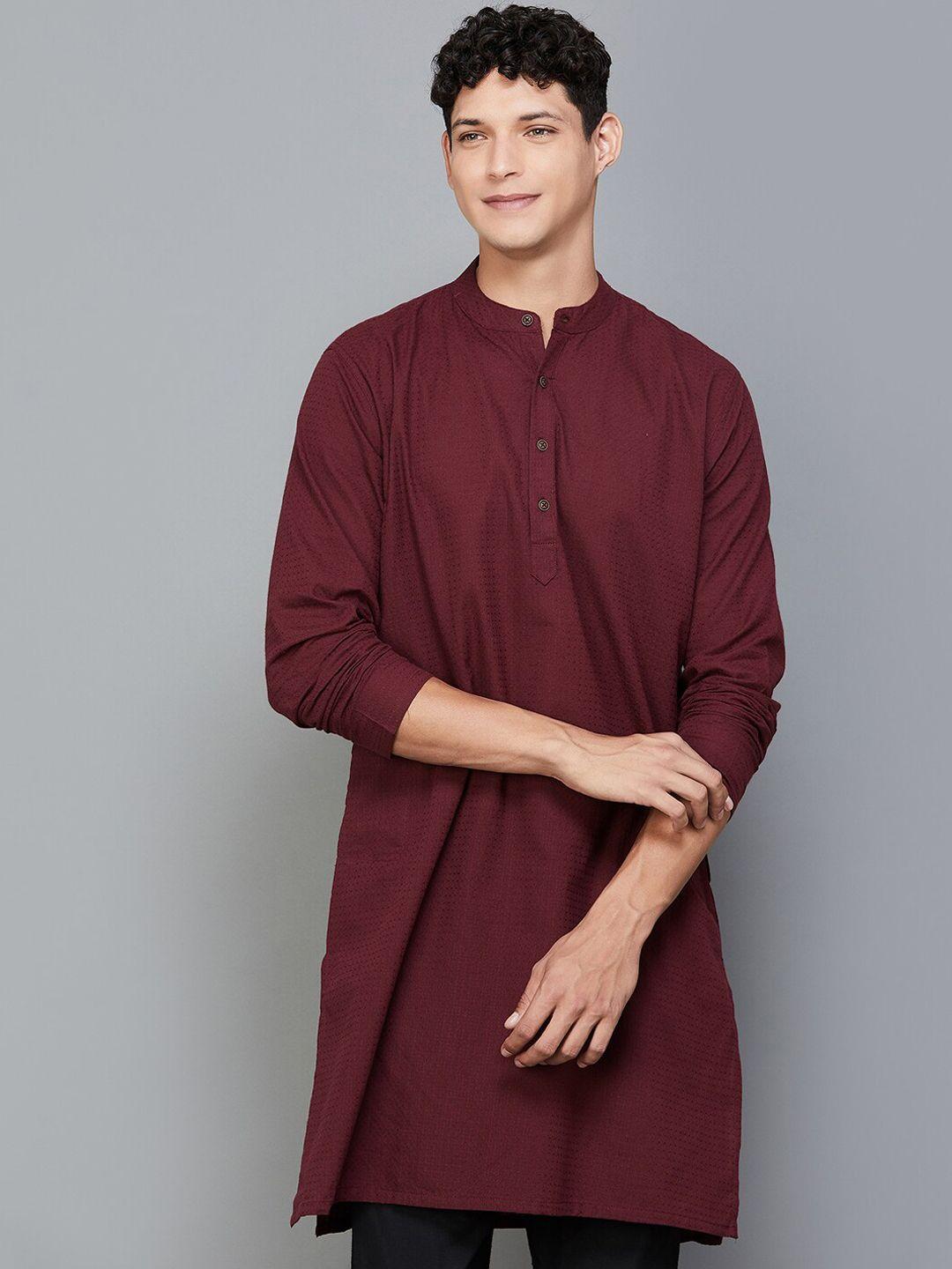 melange by lifestyle mandarin collar long sleeves cotton kurta