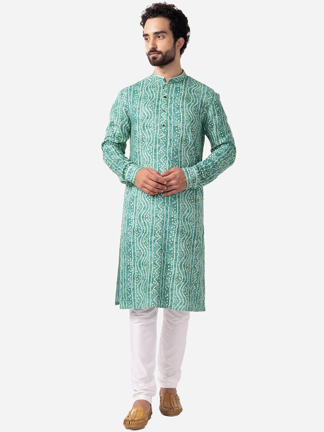 the kurta company bandhani printed mandarin collar straight kurta