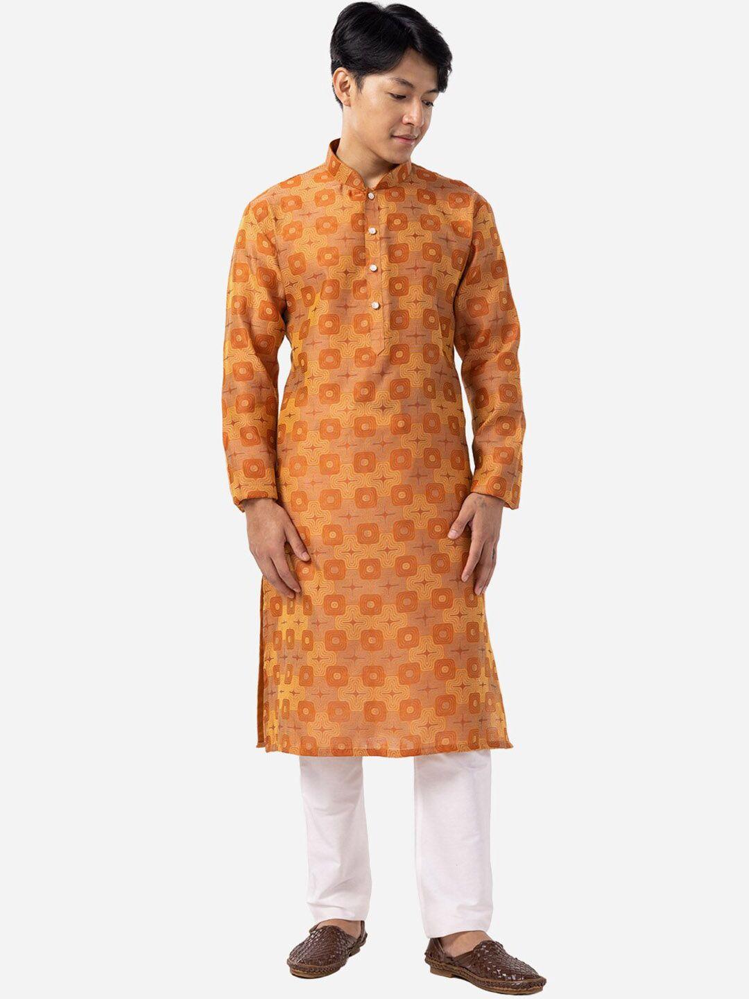 the kurta company ethnic motifs printed mandarin collar long sleeves straight kurta