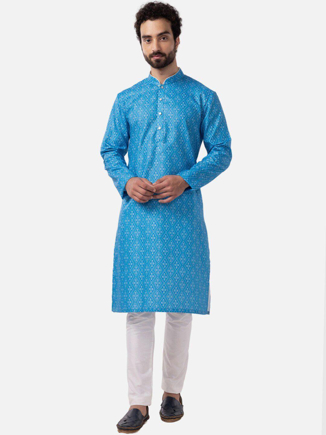 the kurta company bandhani printed mandarin collar straight kurta