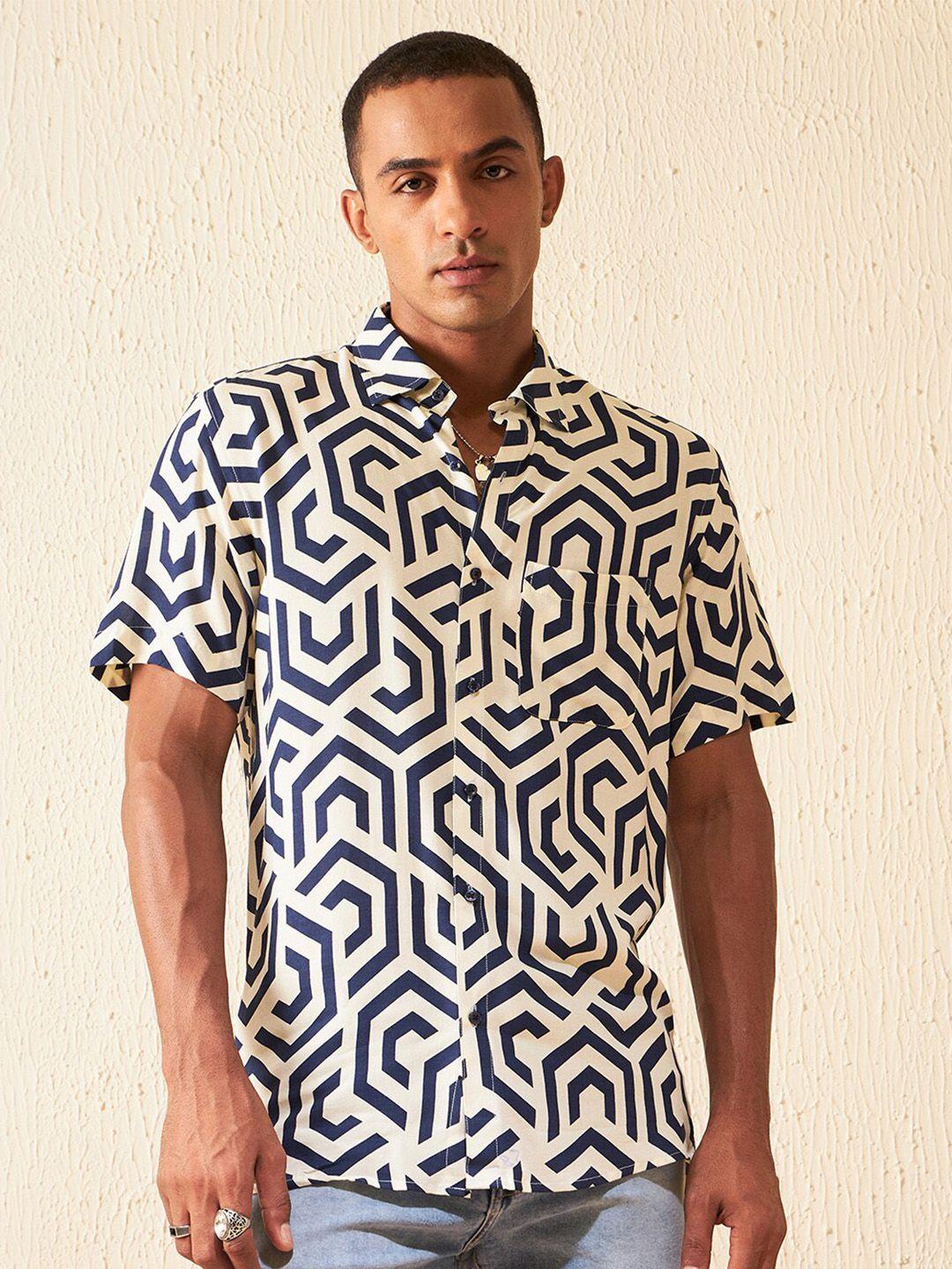 dennison abstract printed smart casual shirt