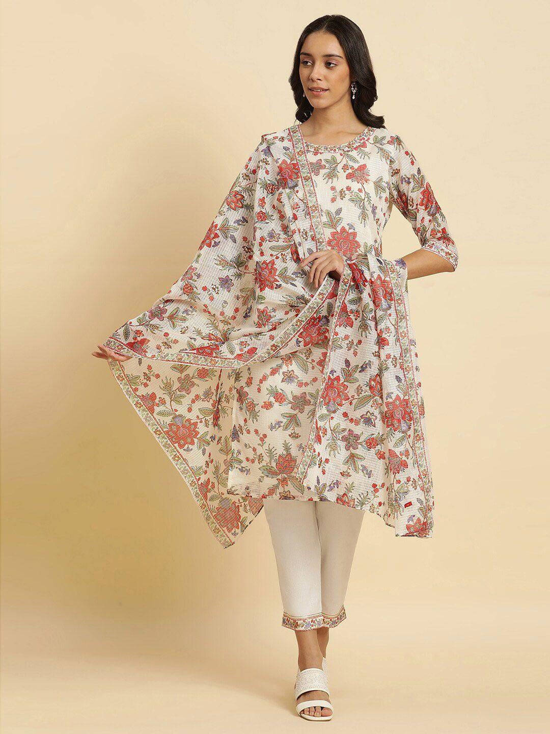 w floral printed dupatta