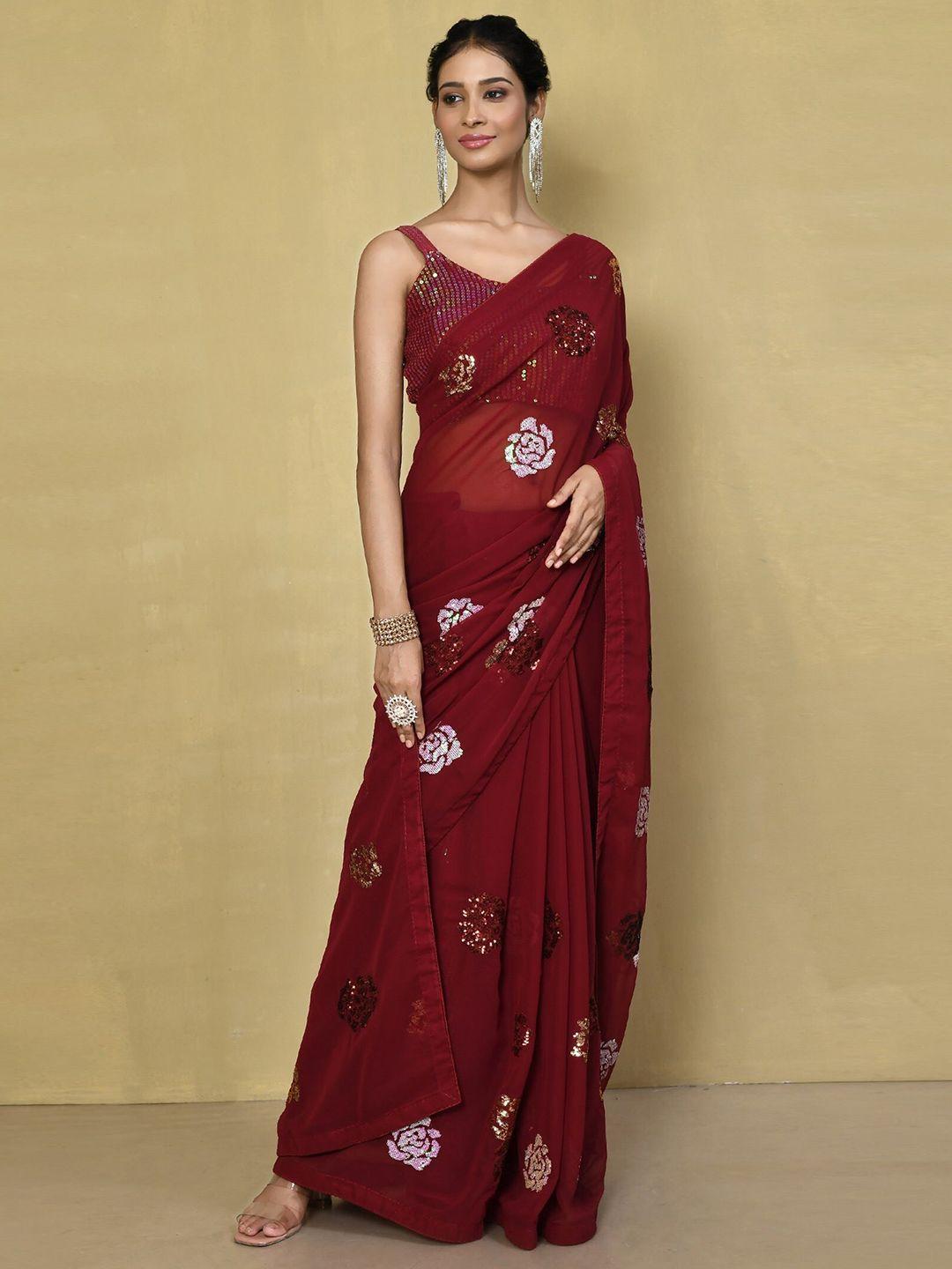 globon impex floral embellished sequinned saree