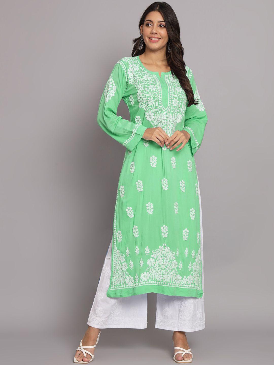 paramount chikan ethnic motifs printed chikankari kurta