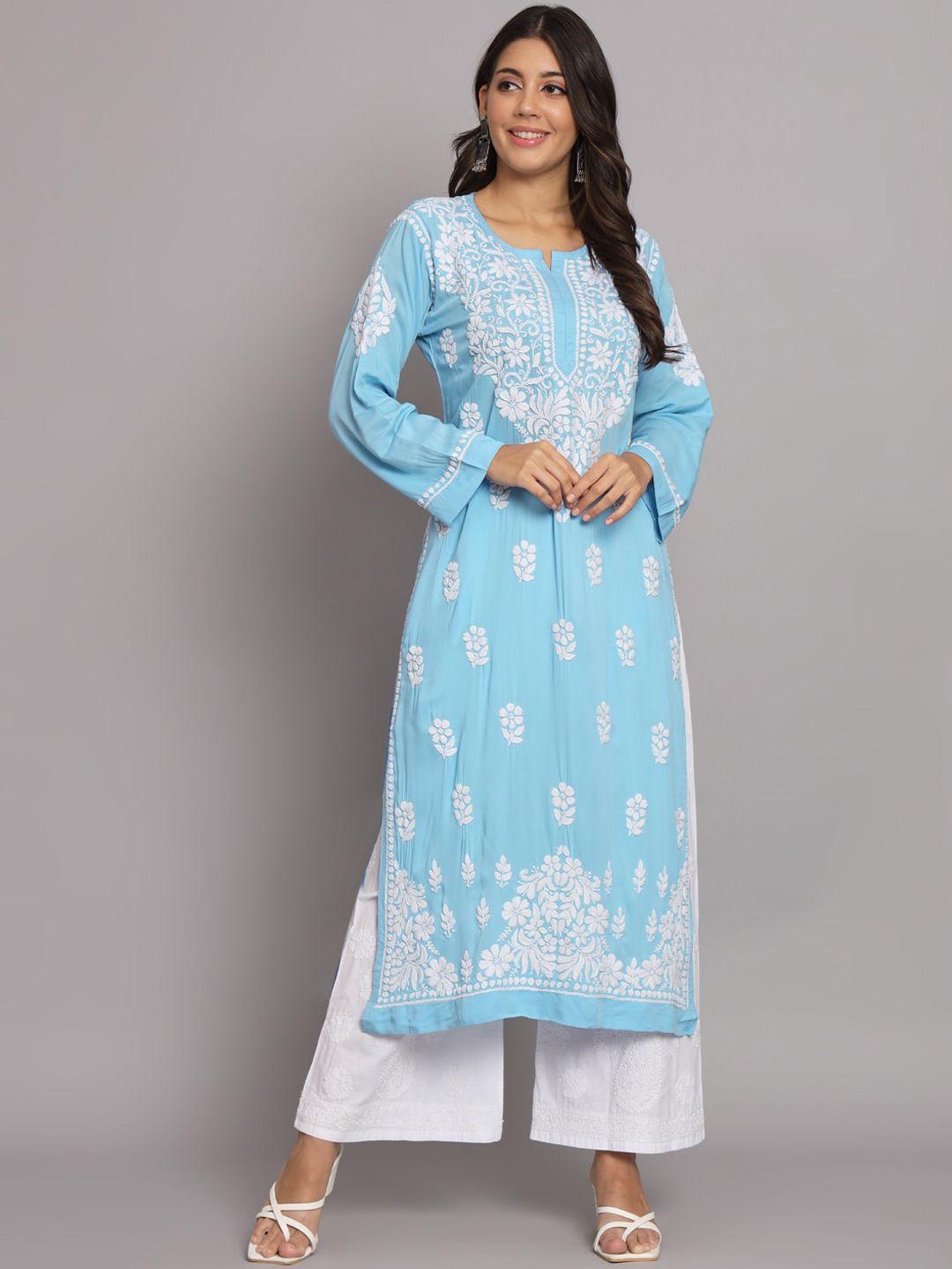 paramount chikan ethnic motifs printed chikankari floral kurta