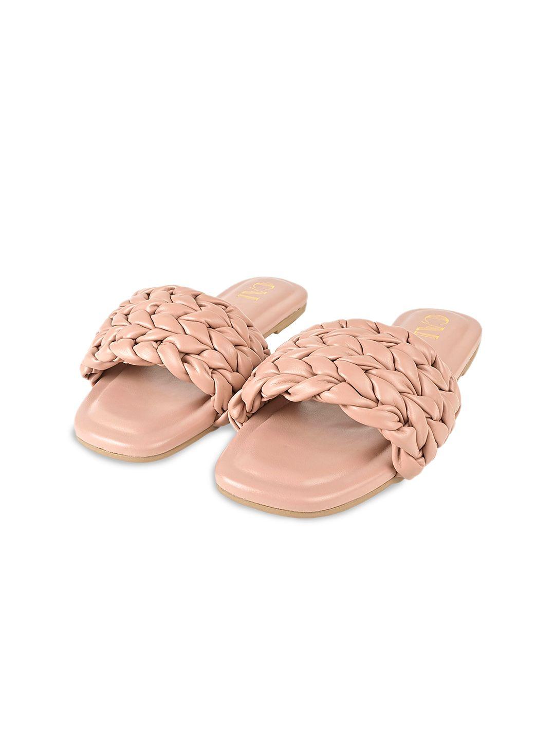 cai textured open toe flats