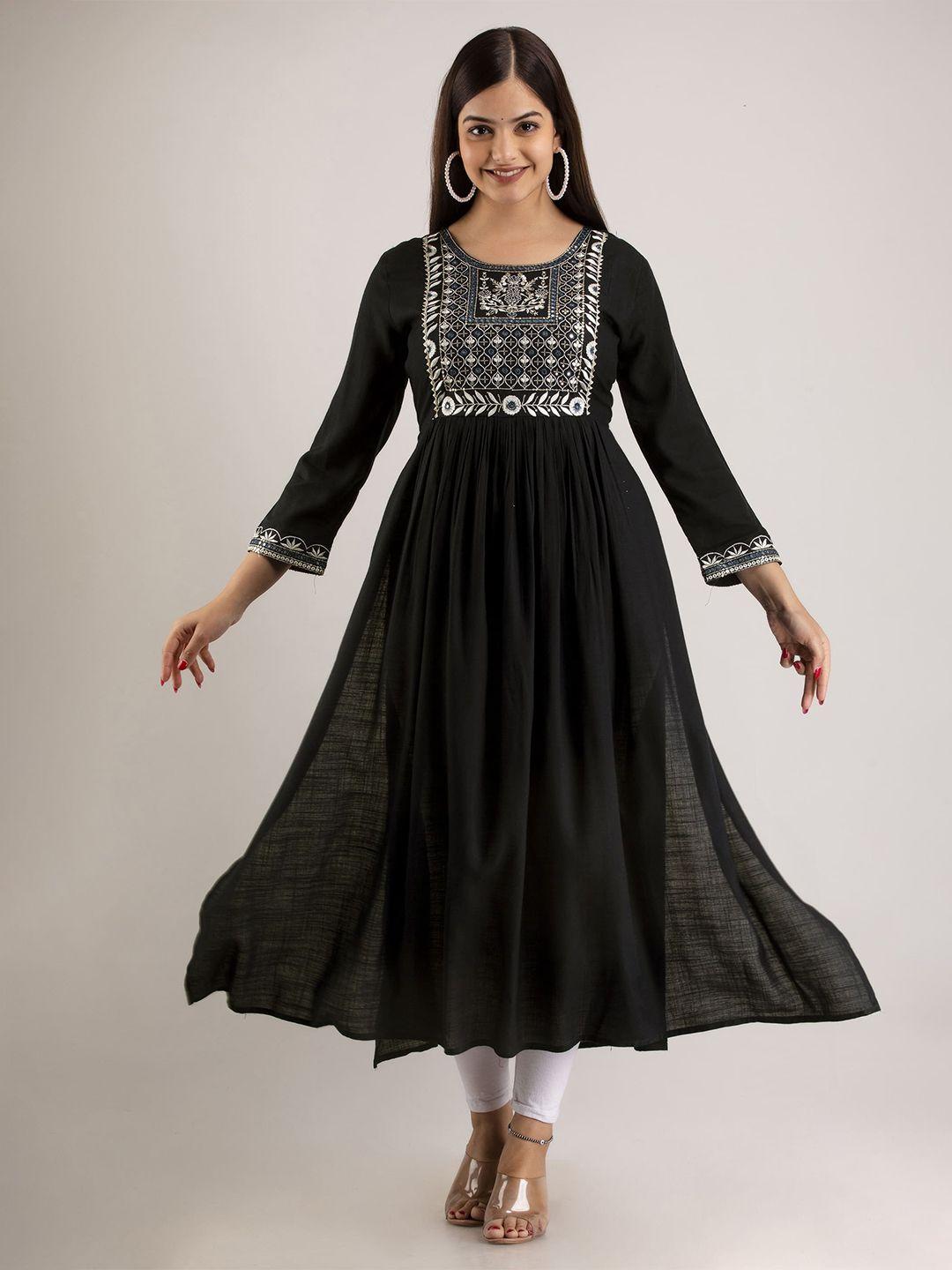 mizaz ethnic motifs embroidered anarkali kurta