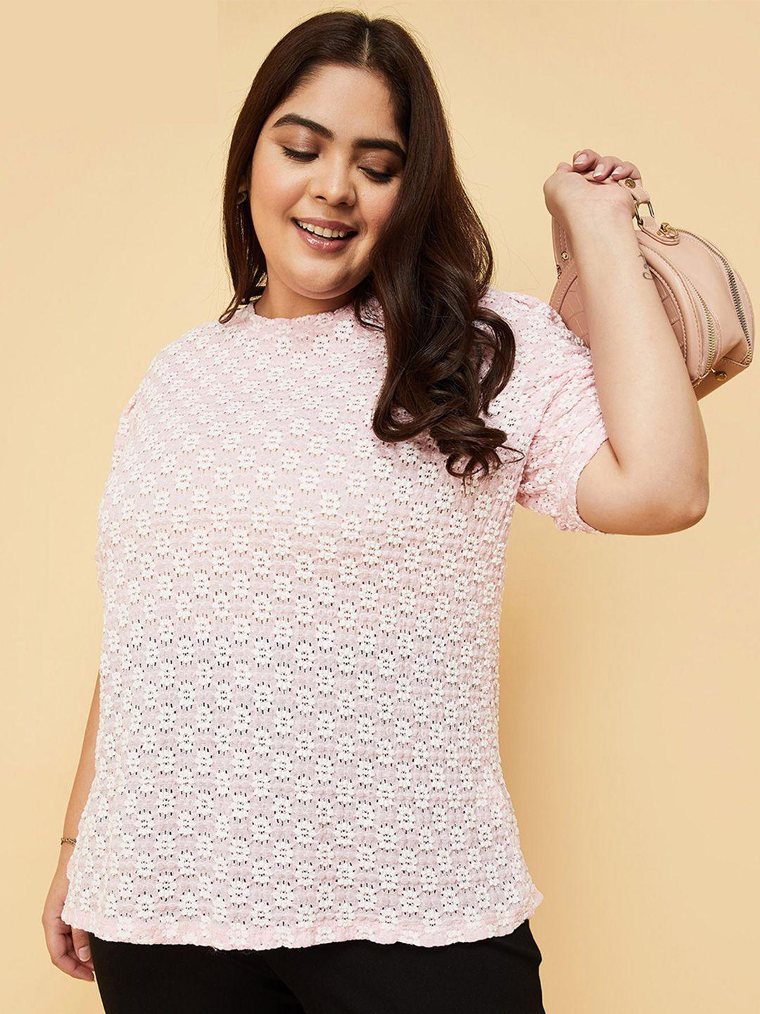 max plus size self design puff sleeves top