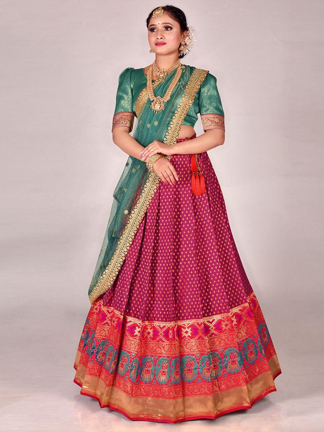 halfsaree studio semi-stitched lehenga & unstitched blouse with dupatta