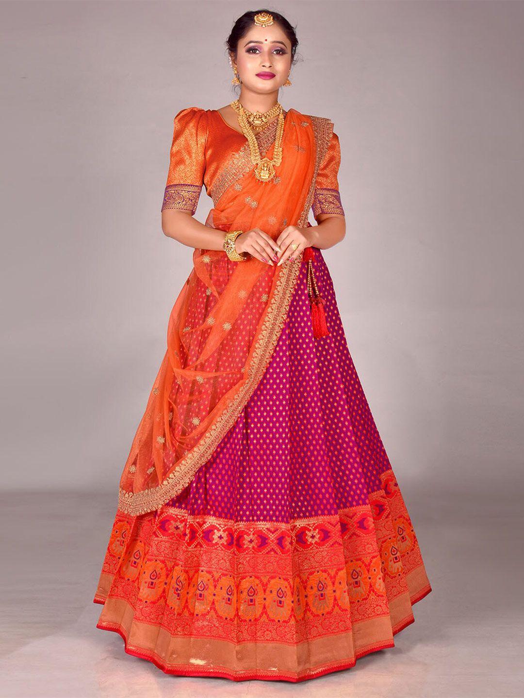 halfsaree studio semi-stitched lehenga & unstitched blouse with dupatta