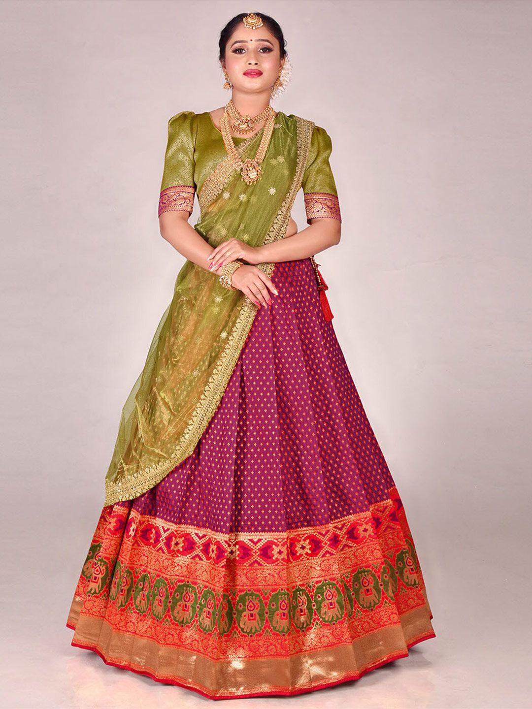 halfsaree studio semi-stitched lehenga & unstitched blouse with dupatta