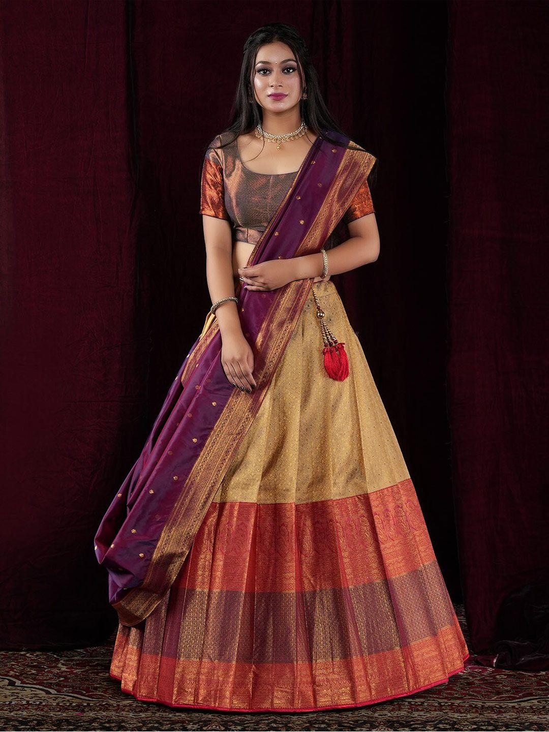 halfsaree studio semi-stitched lehenga & unstitched blouse with dupatta