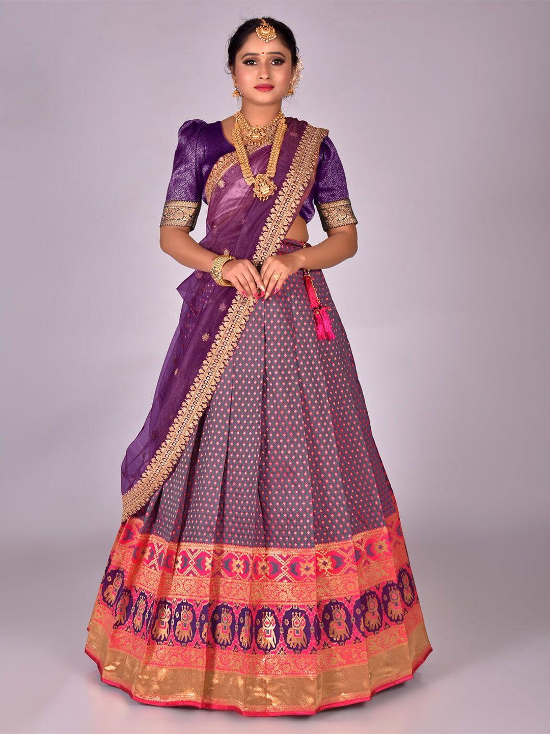 halfsaree studio semi-stitched lehenga & unstitched blouse with dupatta