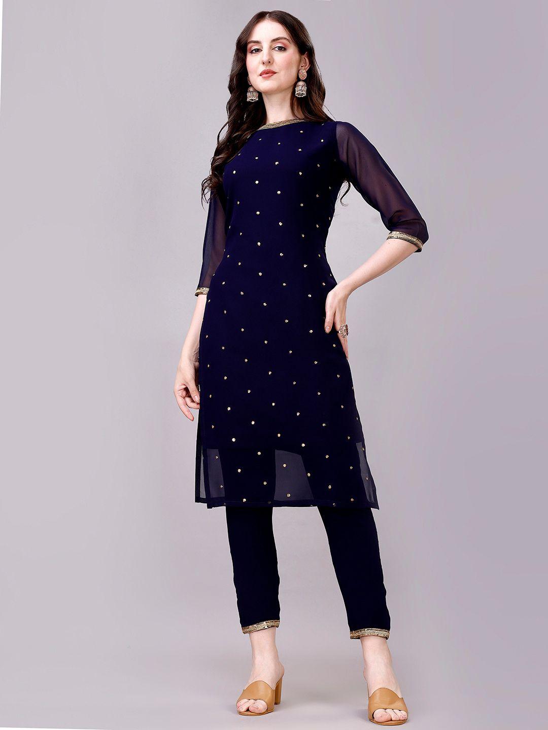 gorgone ethnic motifs embroidered kurta with trousers