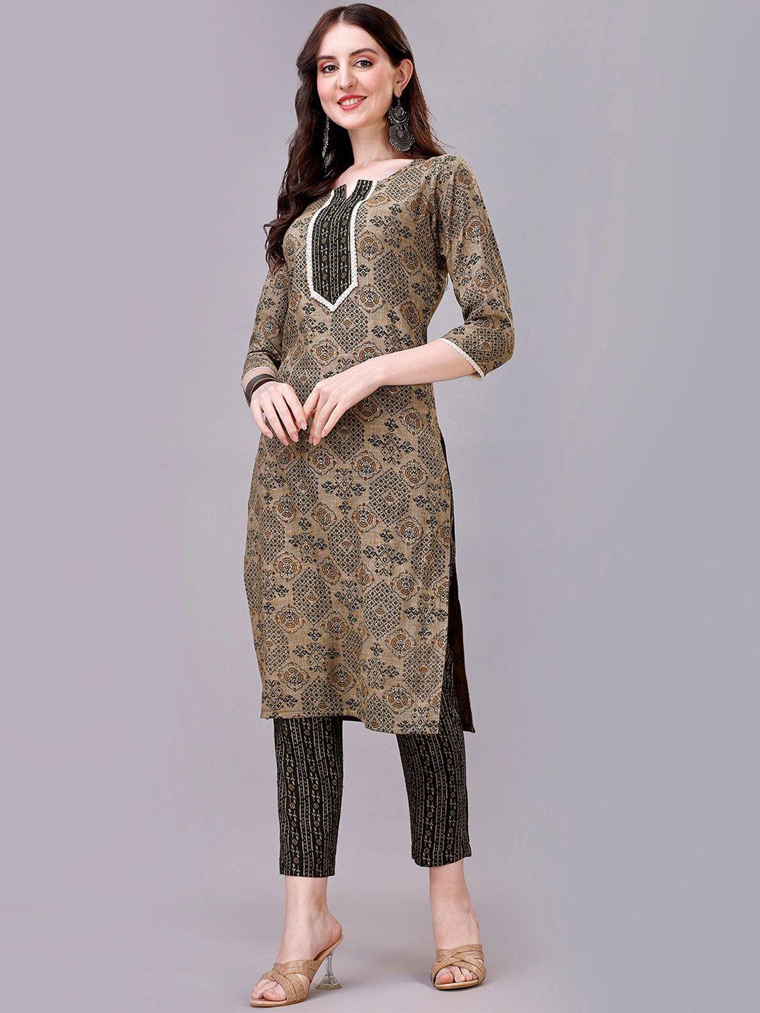 gorgone ethnic motifs printed kurta with trousers