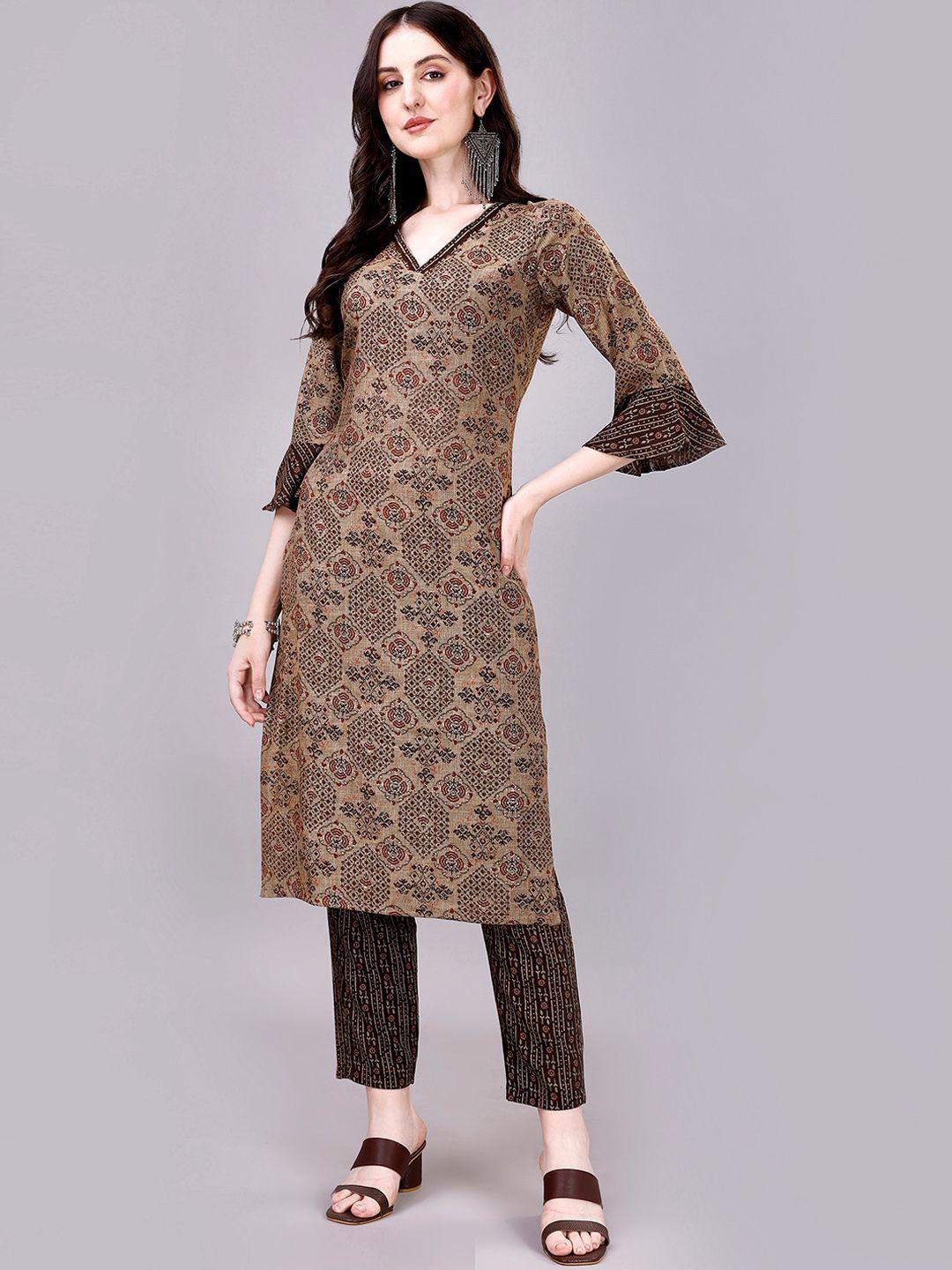 gorgone ethnic motifs printed kurta with trousers