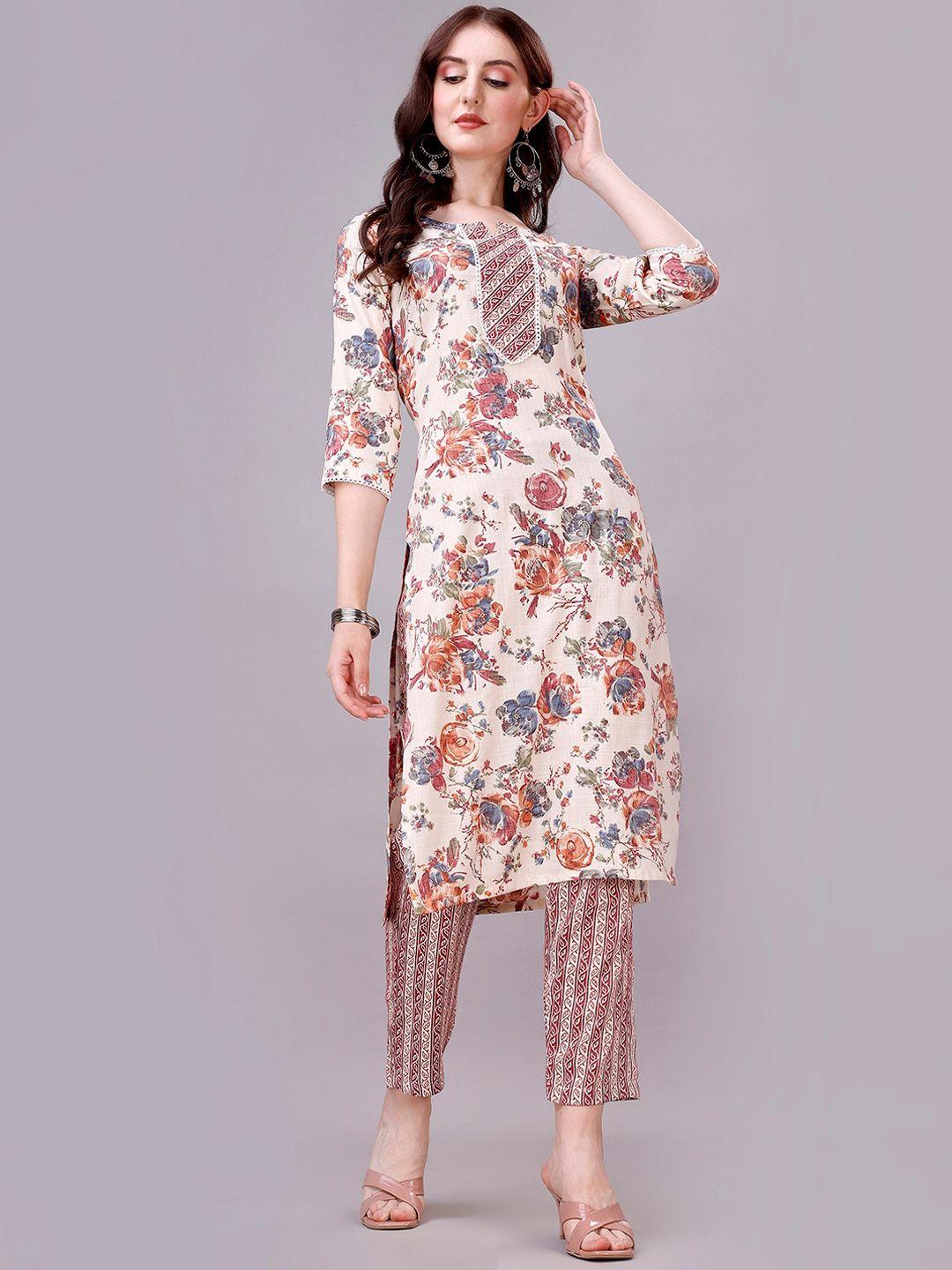 gorgone floral printed regular kurta with trousers