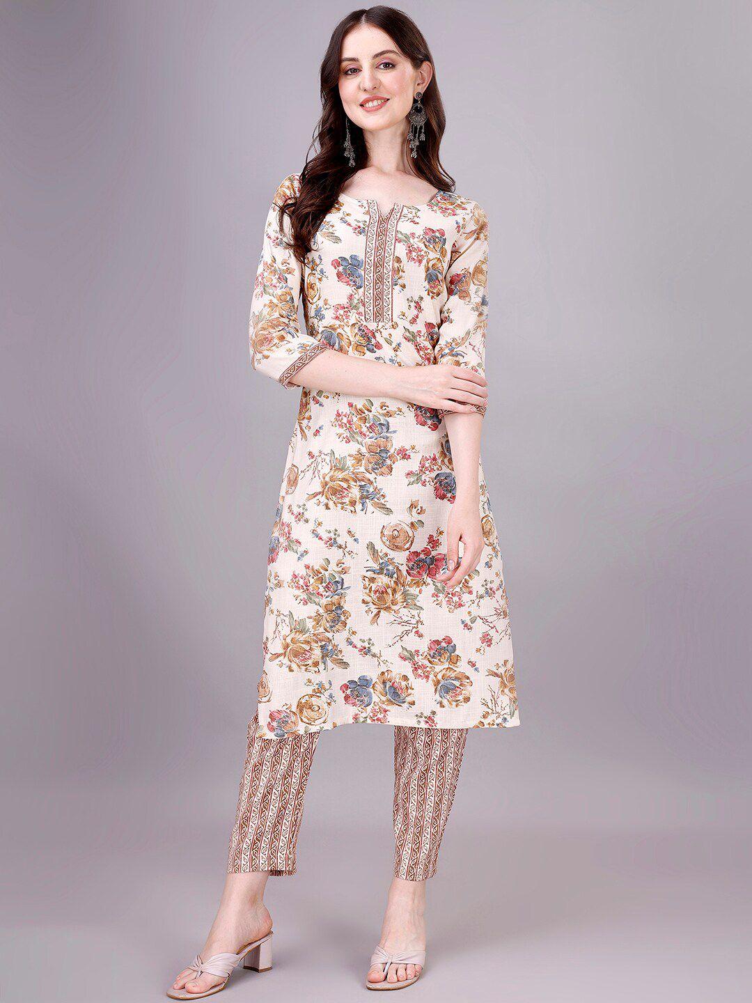 gorgone floral printed regular kurta with trousers