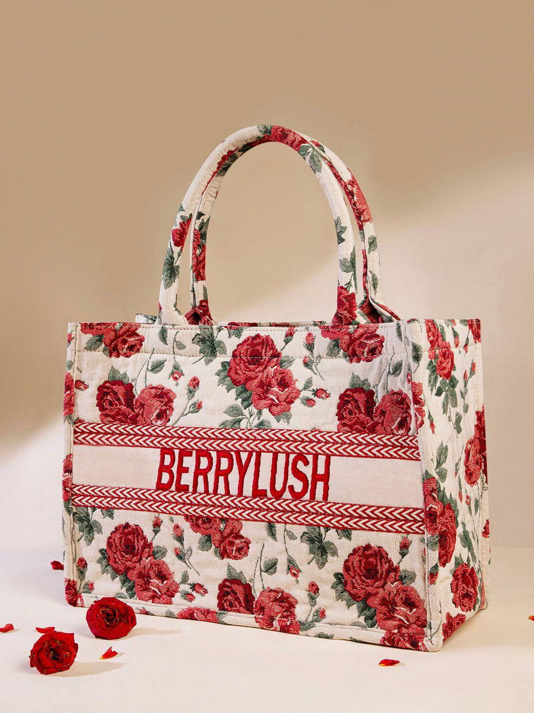 berrylush floral printed structured tote bag